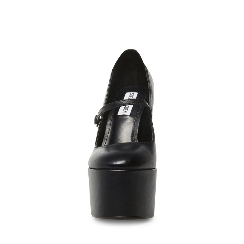 Black Steve Madden Prisila Leather Women's Heels | PH 2704U16I